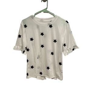 Star ruffled white tshirt Medium
